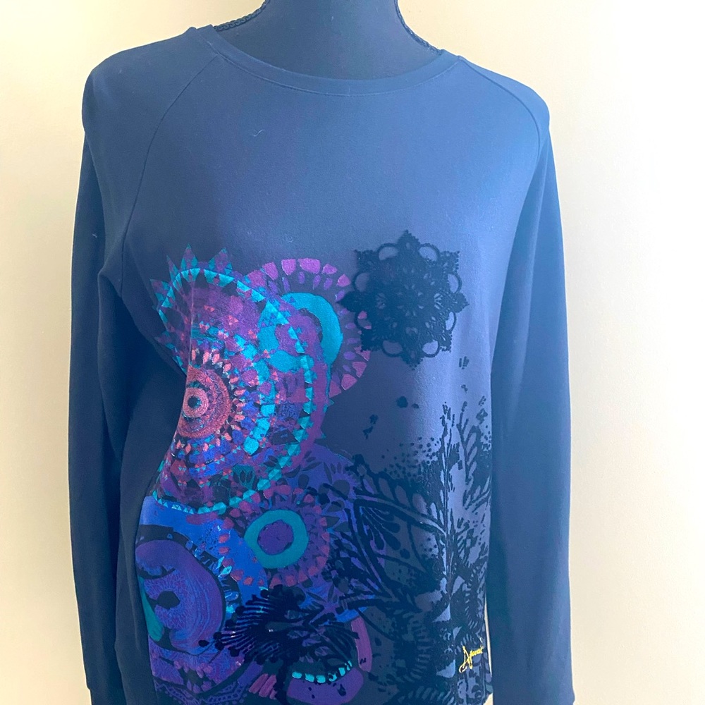 DESIGUAL Blue Crewneck Top